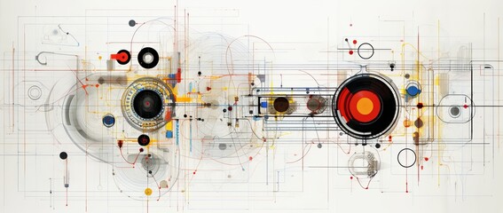 artificial intelligence technology on circuit diagram illustration