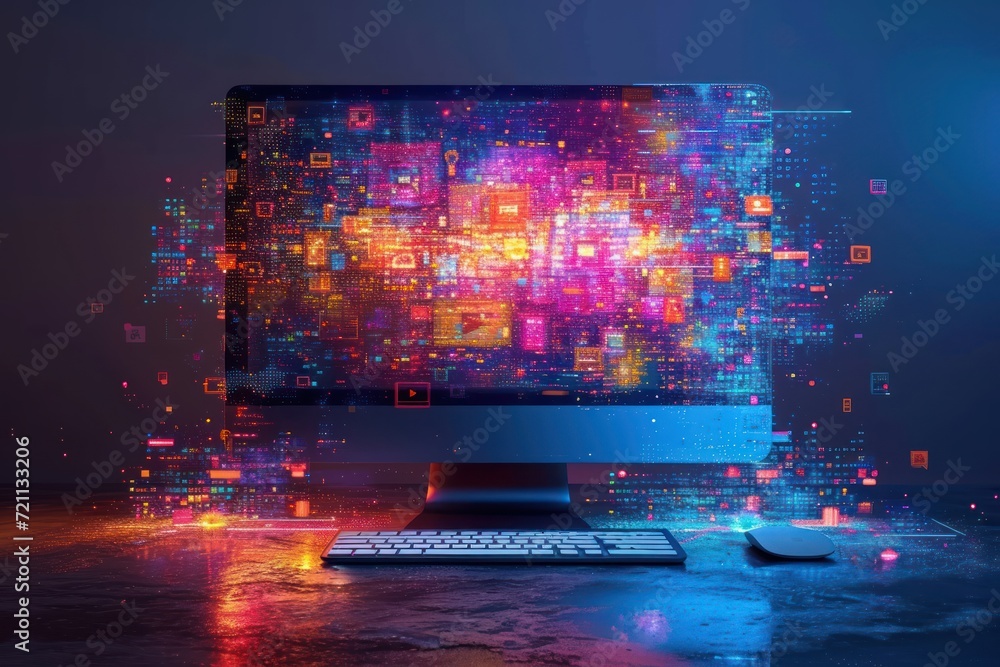Poster computer with different types of website screens