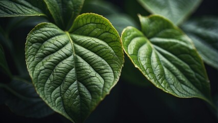 Green leaf closeup background.  Generative, AI.