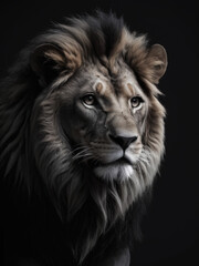 Lion in Black Background