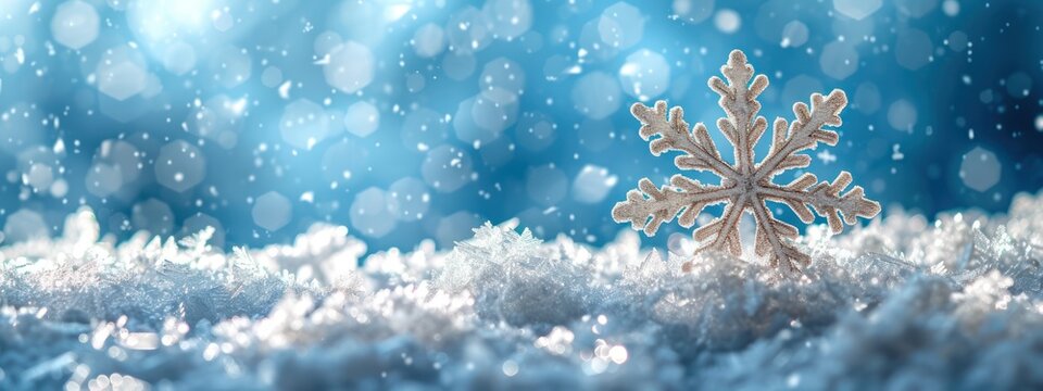  White Background With Snowflakes And A Blue Sky