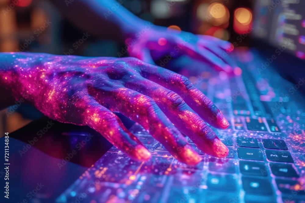 Poster hand shows the various options on a computer display