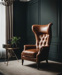 portrait of modern and luxury leather chair

