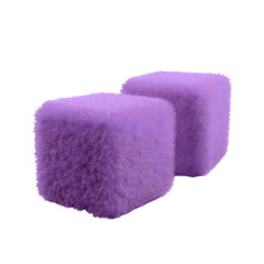 Puffy 3d cube round high quality meterial realistic purple sponge isolated on white background