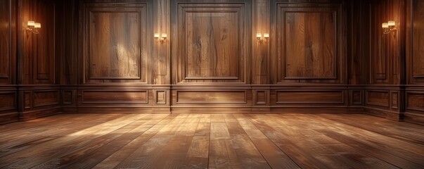 antique hardwood background with wooden panels in interior - obrazy, fototapety, plakaty