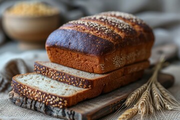 bread and baking mix on a board,  natural fibers