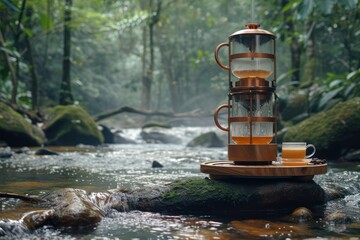 old coffee maker in the forest