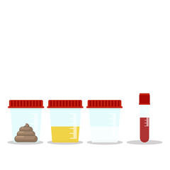 Urine, stool, sperm and blood analysis. Urine, stool, sperm and blood test icon. Medical analysis laboratory test. Medical samples.