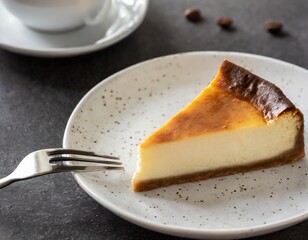 Ein St&uuml;ck Frisch gebackener K&auml;sekuchen mit Kaffee