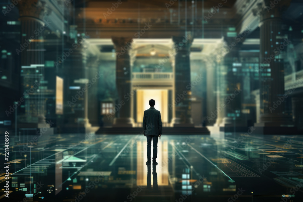 Poster in the mosaic of banking evolution, each pixel represents a step forward, emphasizing the transforma