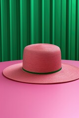 Elegant Pink Bowler Hat on Reflective Surface