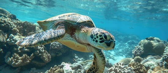 Egypt is home to sea turtles that are green and live in the Red Sea.