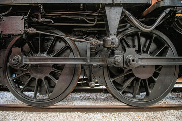 Fototapeta na wymiar steam locomotive wheel running