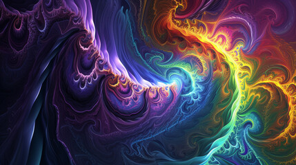 Obraz premium Chromatic Rhapsody: A Vivid Exploration of Colorful Fractal Gradients. Generative AI