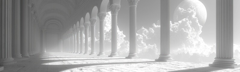  abstract banners in monochrome design, greek art and architecture - obrazy, fototapety, plakaty