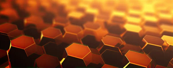 Foto op Aluminium Hexagon in orange color. 3D rendering bee background. © Michal