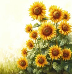 sunflower borders, watercolor design