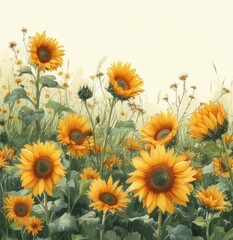 Obraz premium sunflower borders, watercolor design