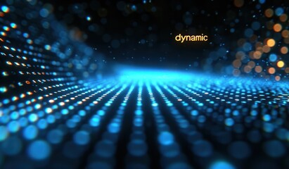 dynamic text effect on a dark background, in the style of blue and black