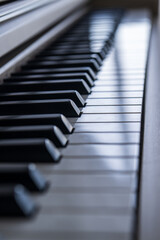 Close up of piano keys in the room