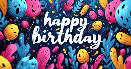 happy birthday banners and cards with color stars and dark blue background