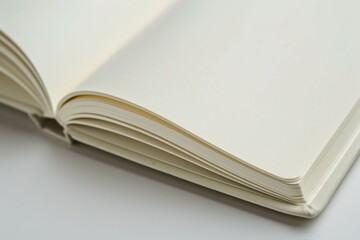closeup of an open empty blank notebook - product mockup template