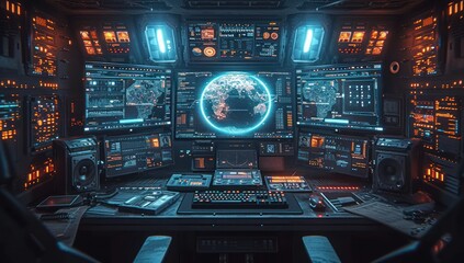 Obraz premium computer workers in an office with two monitors