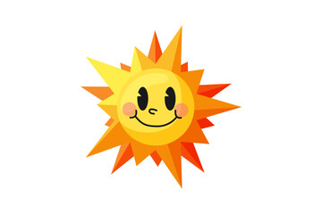Cute Sun Retro Flat Sticker Design