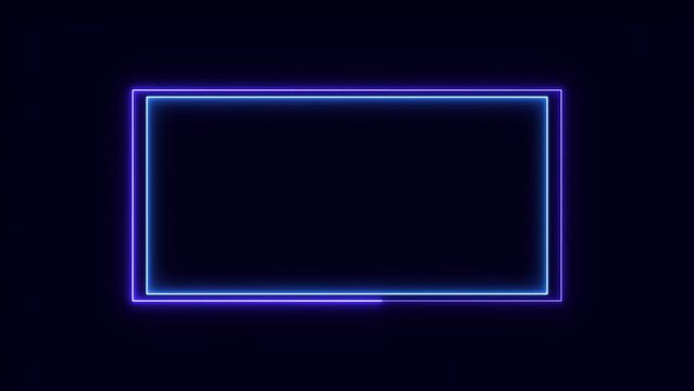 neon glowing frame background. Laser saber border animation repeated moves. Transparent background, abstract glowing neon rectangle frame animation background 4k