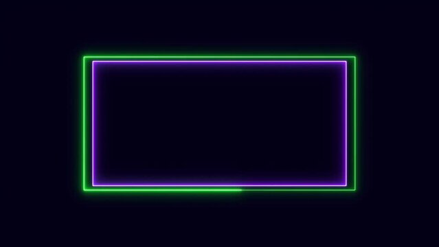 neon glowing frame background. Laser saber border animation repeated moves. Transparent background, abstract glowing neon rectangle frame animation background 4k