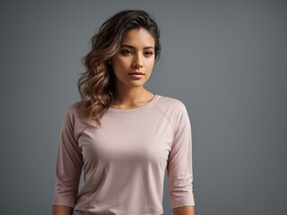 Obraz premium women wearing plain full sleeve tshirt mockup. Generative AI
