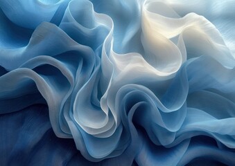 Fototapeta premium wavy abstract geometric blue and white background, in the style of soft line