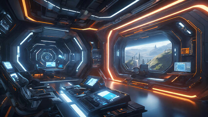 Sci-fi room background with futuristic design