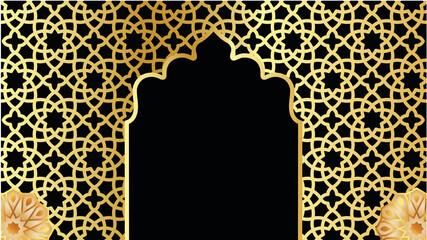 BACKGROUND RAMADHAN KAREEM ILLUSTRATION COLOR BLACK AND GOLD