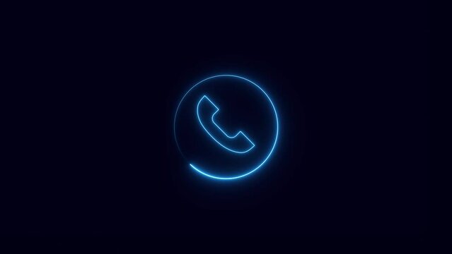 Incoming Call Phone Receiver calling on Black Background. Contact and telephone Communication Concept, phone call animated icon 4k