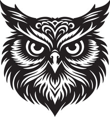 owl head silhouette of vector illustration 