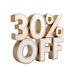 3D rendering object 30% discount offer transparent background