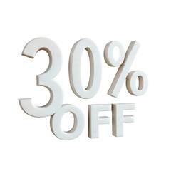 3D rendering object 30% discount offer transparent background