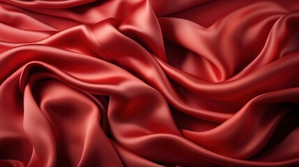 Obraz premium Velvet Vermilion Bliss: A Smooth and Soft Red Satin Fabric Weave Creates a Luxuriously Smooth and Silky Wallpaper Texture