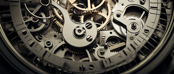 Fototapeta na wymiar Intricate Watch Mechanism Close-up Detail.