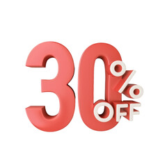 3D rendering object 30% discount offer transparent background