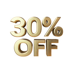 3D rendering object 30% discount offer transparent background