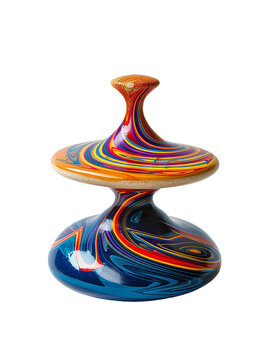Hand-painted spinning tops, transparent background, isolated image, generative AI