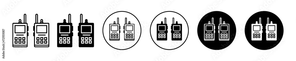 Poster two way radio vector icon set collection. two way radio outline flat icon.