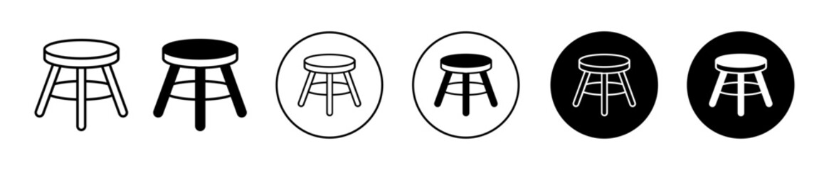 Stool vector icon set collection. Stool Outline flat Icon.