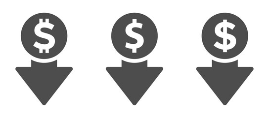 Cost reduction vector flat graphic icons set