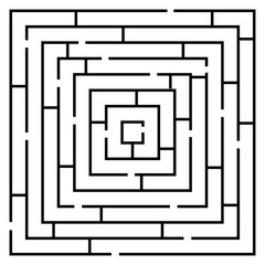  Black and white labyrinth illustration.