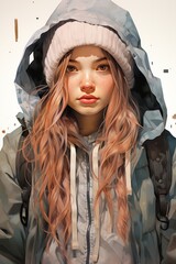 Animated Pink-Haired Girl with a Contemplative Look