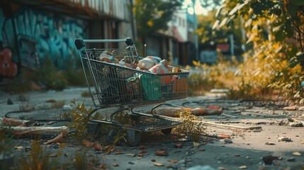 Abandoned Shopping Cart  - obrazy, fototapety, plakaty