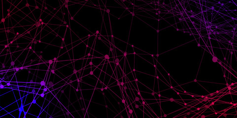 Abstract futuristic background. Digital plexus of many glowing lines and dots pink and blue. web futuristic connecting, network social online, Big data visualization technology system background .